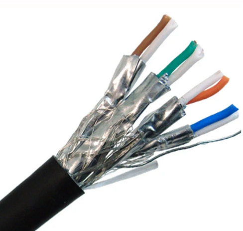 CAT7A Навальны Ethernet-кабель, 10G Двухэкранаваны цвёрды медны S / FTP унутры / звонку, 23 AWG 1000ft
